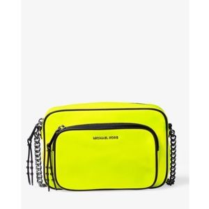Neon yellow MICHAEL KORS crossbody, 2 pockets!